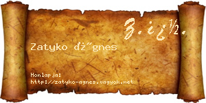 Zatyko Ágnes névjegykártya